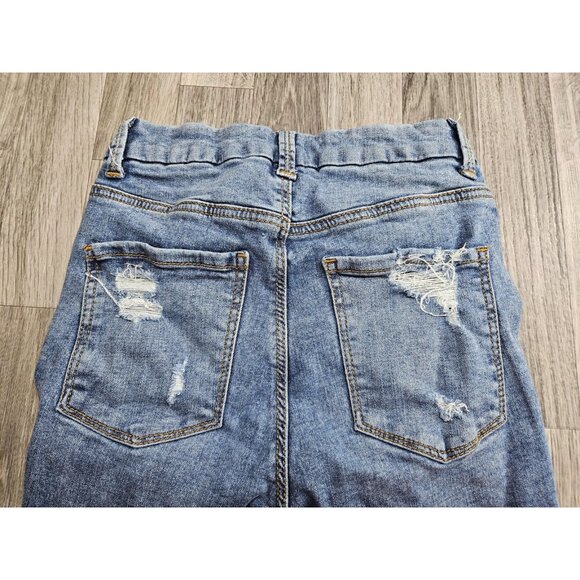 (3/$35) No Boundaries Jeans Womens 5 Blue Distressed Ripped Skinny Stretch Denim - Picture 3 of 11